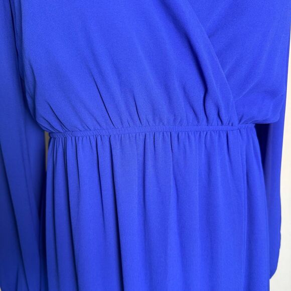 Lulus Wondrous Water Lilies Royal Blue Maxi Dress Sz M Long Semi Formal V Neck - Picture 5 of 14